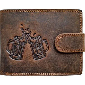 Peněženka Kožená peněženka pivo 12,5 x 9 cm hnědá