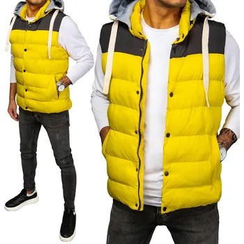 Pánská vesta PÁNSKÁ BUNDA BEZ RUKÁVŮ S KAPUCÍ vel