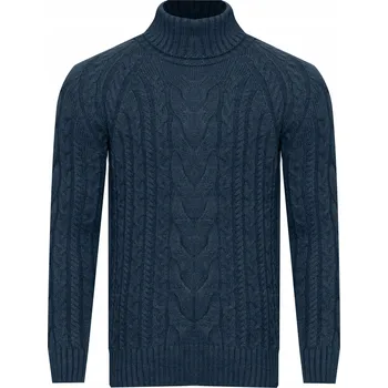 Pánský svetr Pánský svetr s rolákem, vlněný, klasický, teplý 02328/MODRÁ