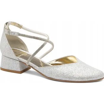 Moto oblečení Butdam svatební boty z přírodní kůže, kostka, velikost 39, stříbrná