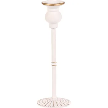 Svícen Autronic Svícen kovový - 24 cm, na kónickou svíčku, bílý