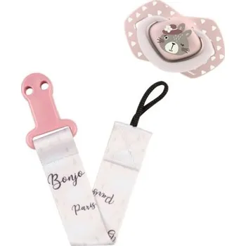 dudlíky Canpol babies Stužka s klipem BONJOUR PARIS růžová