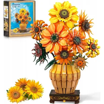 ostatní stavebnice STAVEBNICE KVĚTINY KYTICE SLUNEČNICE S VÁZOU OZDOBNÉ VĚČNÉ JAKO DÁREK