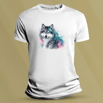 Dětské bavlněné tričko Vlk pro holky 4 Bílá velikost 152 (12-13 let)