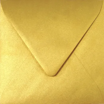 Ozdobné zlaté obálky velké čtvercové na vánoční přání 5 kusů