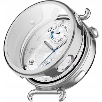 Pouzdro na mobilní telefon POUZDRO HUAWEI WATCH GT6 GT 6 41MM SILIKON + KRYT OBRAZOVKY 2V1 STŘÍBRNÉ