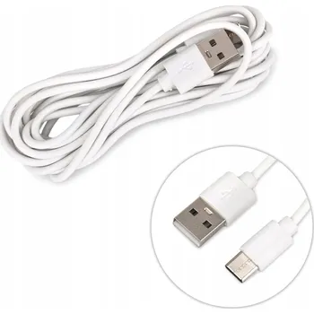 Napájecí kabel USB C Nabíječka Kabel Napájecí Univerzální Bílá Dlouhá 3m