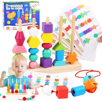 Dřevěná hračka Dřevěná Montessori skládačka třídička Stavebnice Vzdělávací Senzorická Hračka