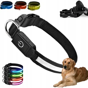 Obojek pro psa LED Obojek pro Psa USB – Svítící Bezpečný ČERNÝ 50–60 cm