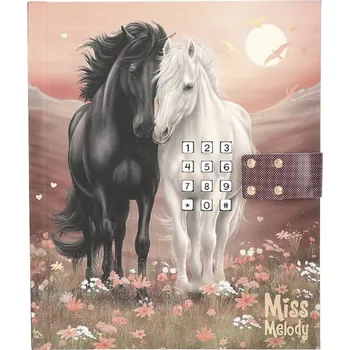 Blok Miss Melody Deníček s kódem a melodií Miss Melody 80 listů linkovaný Růžovo-červené tóny