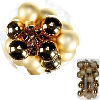 Vánoční dekorace Kulaté skleněné ozdoby - pr. 4 cm, zlaté, cena za balení (18 ks)
