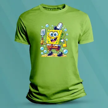 Chlapecké oblečení Bavlněné dětské tričko SpongeBob kuchař Lime velikost L