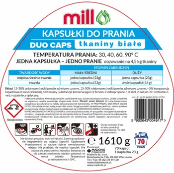 Tableta na praní MILL PRO Kapsle 2k na praní White 70 ks (hromadné balení 4 ks)