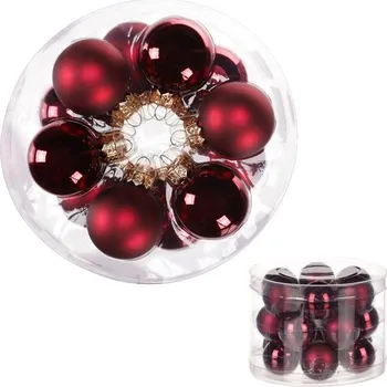 Vánoční dekorace Autronic Ozdoby skleněné - pr. 4 cm, barva tm. červená, cena za balení (18 ks), sada 2 ks