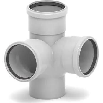 kanalizace Rehau RAUSILENTO odbočka 87°, DN110/110/110, dvojitá, rohová, s hrdlem, odhlučněná, odpadní, PP, šedá