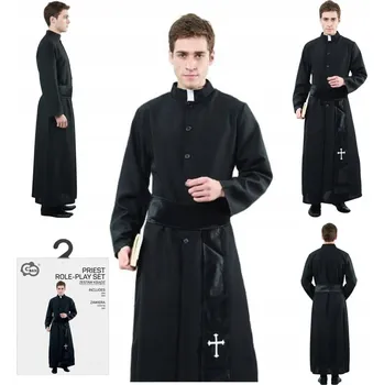 Karnevalový kostým Kostým Kněze Kostým Kněz Sutaně Převlek Kněz Na Halloween Sutana + Pásek
