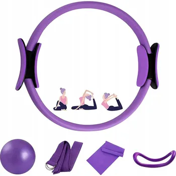 Pilates kruh, cvičební kolečko, obruč na jógu 38 cm fialová 5v1