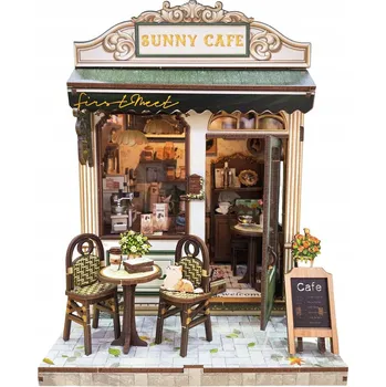 3D puzzle Mini Sluneční Kavárna DIY – DIY Book Nook / Miniaturní 3D domeček