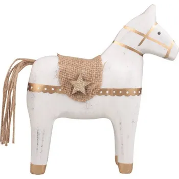Kůň se zlatým dekorem dřevěný na postavení 17 x 18,5 x 5 cm