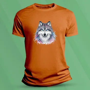 Chlapecké tričko Dětské bavlněné tričko Vlk pro holky velikost 116 (5-6 let) Oranžová