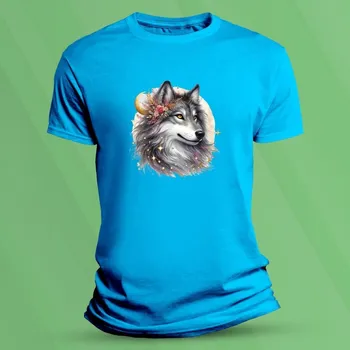 Chlapecké tričko Dětské tričko s potiskem Vlk pro holky 2 velikost 104 Azurová