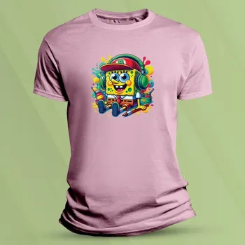 Chlapecké tričko Dětské tričko s potiskem Barevný SpongeBob Růžová velikost 116 (5-6 let)