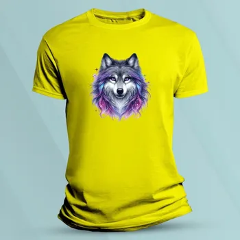 Chlapecké oblečení Bavlněné dětské tričko Vlk pro holky 3 Žlutá velikost 116 (5-6 let)