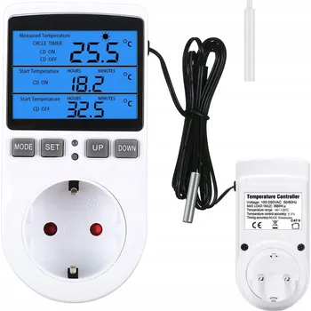 Elektrická zásuvka ELEKTRONICKÝ TERMOSTAT REGULÁTOR TEPLOTY DO ZÁSUVKY 230V max. 3680W