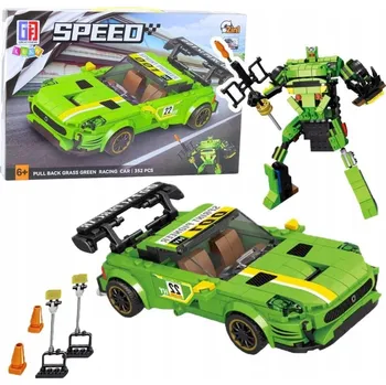 ostatní stavebnice STAVEBNICE ZÁVODNÍ AUTO S POHONEM SPORTOVNÍ ROBOT 2v1 352 dílů