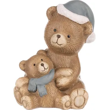 Vánoční dekorace Autronic Medvěd s medvídětem - sedící, keramická figurka, sada 2 ks