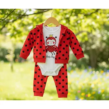 Kojenecká souprava 3- dílná tepláková souprava mikina, tepláky, body Beruška 68