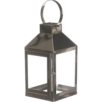 Svícen Autronic Lucerna kovová - čtyřboká, malá, barva černá