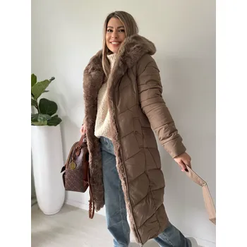 Dámská casual bunda Mishel Zimní bunda s kožíškem mocca XXL