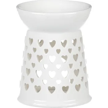 Aroma lampa Autronic Aromalampa - porcelánová, se srdíčky, barva bílá