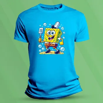 Chlapecké tričko Bavlněné dětské tričko SpongeBob kuchař velikost 128 Azurová