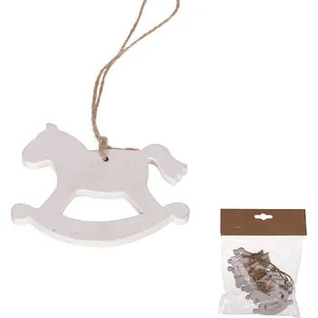 Autronic Koník závěsný - dřevěný, bílý, cena za balení (8 ks), sada 5 ks