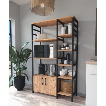 Knihovna Casarredo Kuchyňský regál 2D FLAGEN borovice/černá