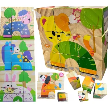 ostatní stavebnice DŘEVĚNÉ STAVEBNICE PUZZLE PRO DĚTI SE ZVÍŘATY 6V1