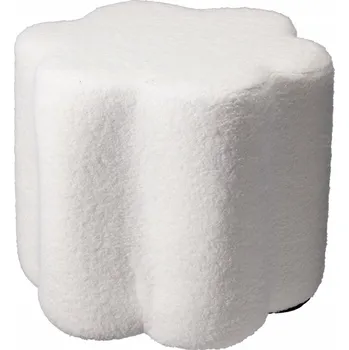 Taburet TABURET PLYŠOVÁ KVĚTINA BÍLÉ ČALOUNĚNÍ 34 X 34 X 29 CM