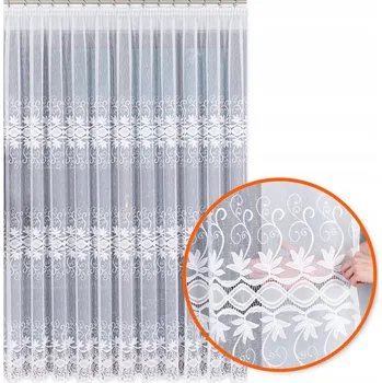 Záclona Hotová Záclona dlouhá, 350x250, klasická bílá žakárová Záclona , 10854