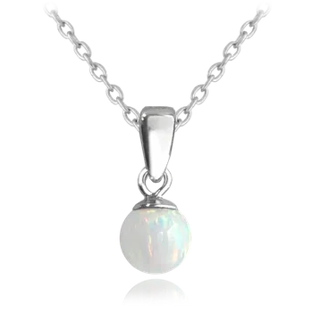 Náhrdelník Moonlit Stříbrný náhrdelník s bílým syntetickým opálem