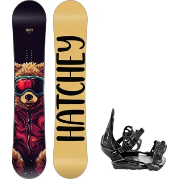 Snowboard Dětský snowboard komplet Hatchey Teddy + vázání RAVEN S230 Black Velikost: 115 cm, Velikost vázání: M/L