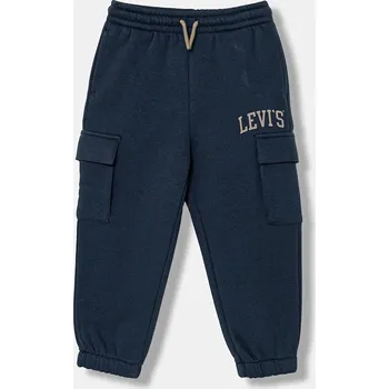 Chlapecké kalhoty Dětské tepláky Levi's CARGO JOGGER tmavomodrá barva, s potiskem, 8EN651 59X, vel. 104