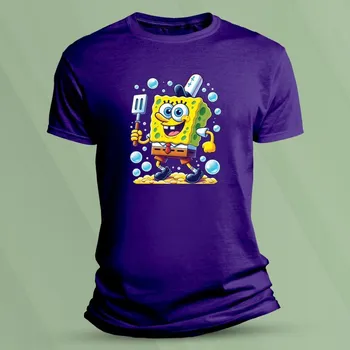 Chlapecké tričko Bavlněné dětské tričko SpongeBob kuchař velikost 116 (5-6 let) Purpurová