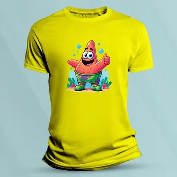 Dětská móda Bavlněné dětské tričko Patrick Star Žlutá velikost 140 (9-11 let)