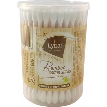 Vatová tyčinka Lybar vatové tyčinky bambusové 100% bavlna 100 ks v balení. krabička