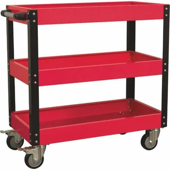 Dílenský montážní vozík - pojízdný manipulační stolek, 3 patra, s rukojetí