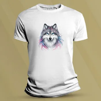 Dětské bavlněné tričko Vlk pro holky Bílá velikost 128 (7-8 let)