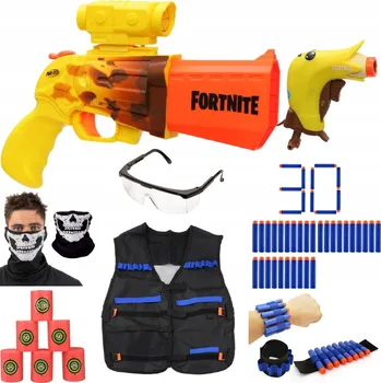 Dětská zbraň PISTOLE NERF FORTNITE – VELKÁ A MALÁ, MEGA VELKÁ SADA DOPLŇKŮ A ŠIPEK