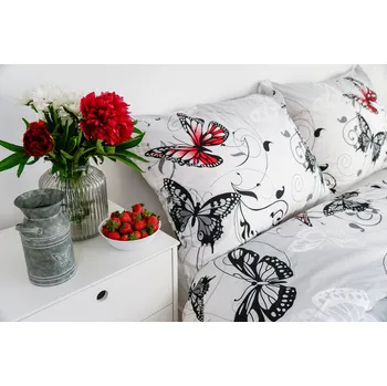 Povlečení Povlak na polštář krepový Stanex motýl bílý (LS186), 90 x 70 cm, Zip